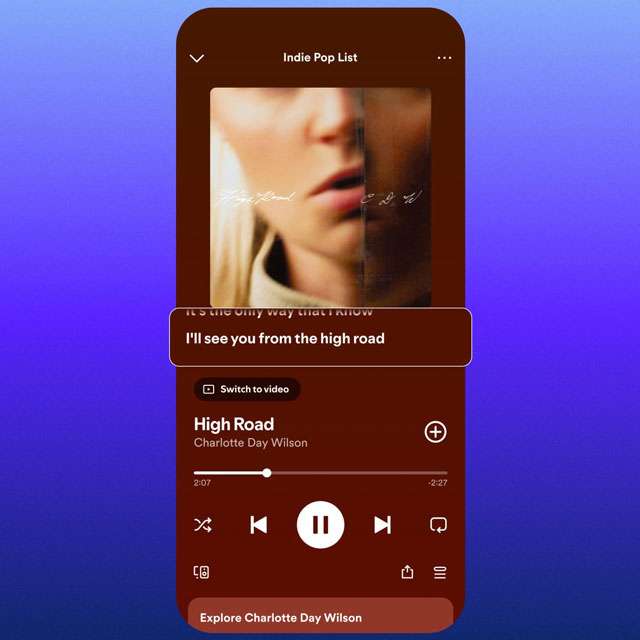 Il nuovo design per i testi delle canzoni su Spotify