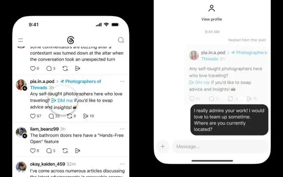 Threads, arriva scorciatoia per aprire i messaggi diretti al volo