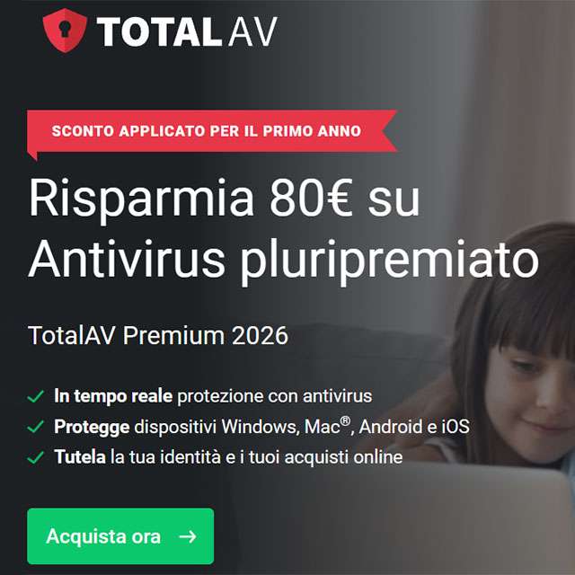 La promozione sull'antivirus di TotalAV