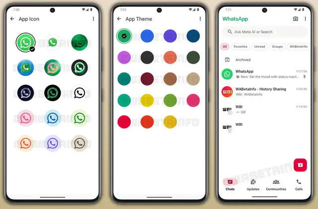 Le opzioni per personalizzare l'interfaccia di WhatsApp