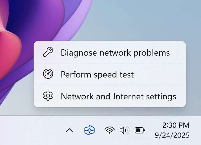 Lo speed test nella systray di Windows 11