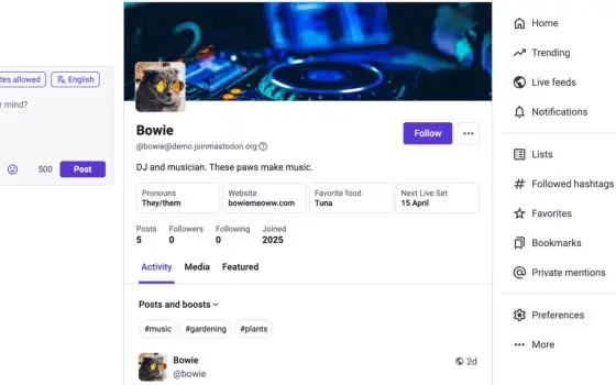 Mastodon si aggiorna, ecco il nuovo design dei profili