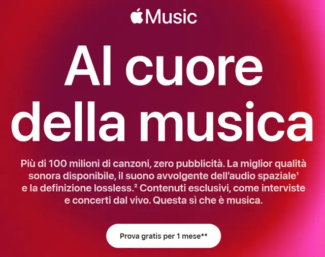 Ascolta gratis Apple Music in streaming per un mese