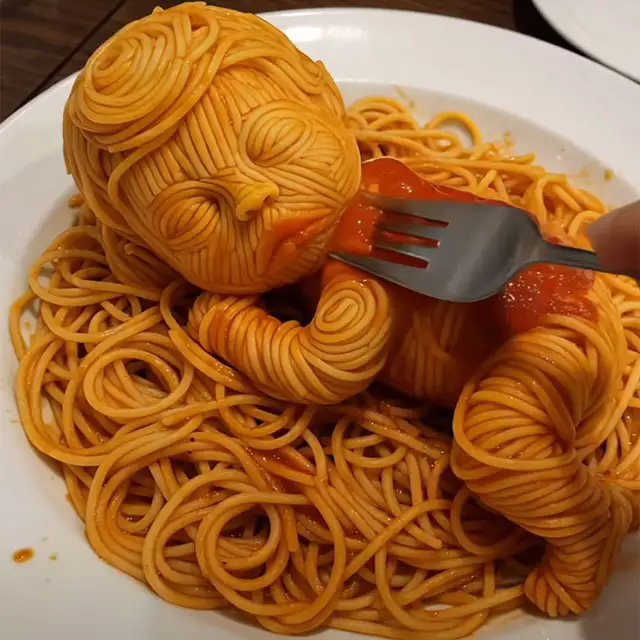 Il neonato fatto di spaghetti con l'AI