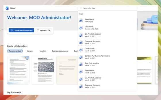 Su Word, Excel e PowerPoint Online la barra di ricerca è visibile
