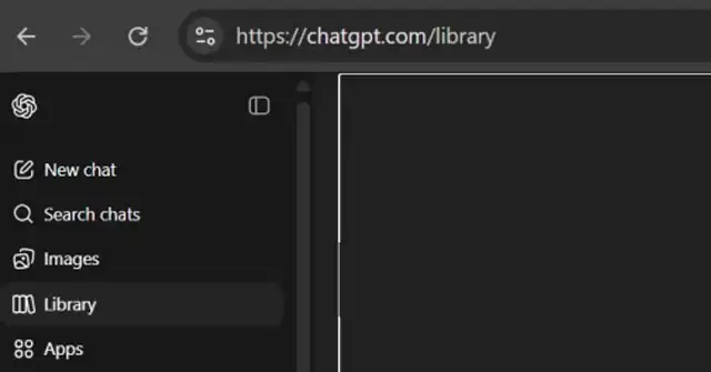 La Library di ChatGPT nella colonna del menu laterale
