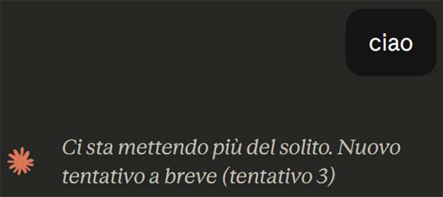 Claude impiega più del solito a rispondere
