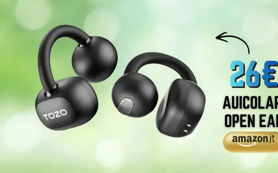 Auricolari Open Ear, ultime ore a soli 26€ su Amazon: suonano per 40h