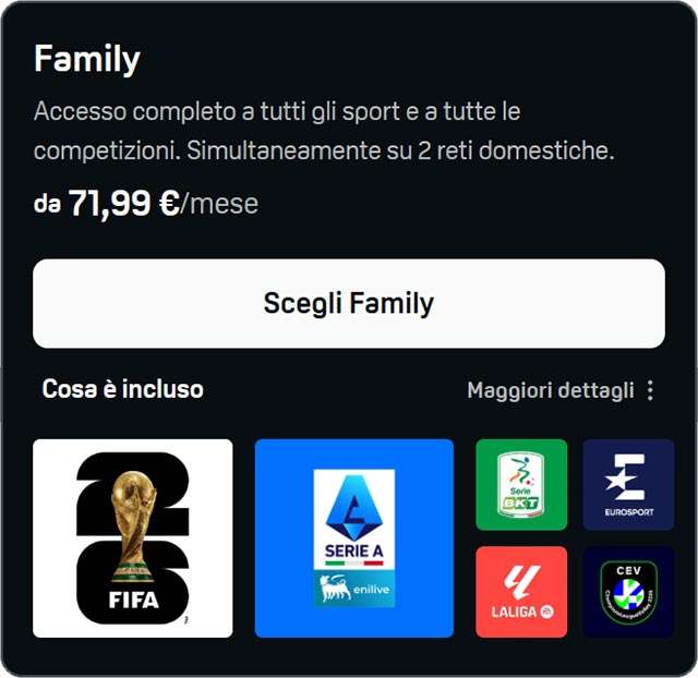 Il nuovo prezzo dell'abbonamento DAZN Family