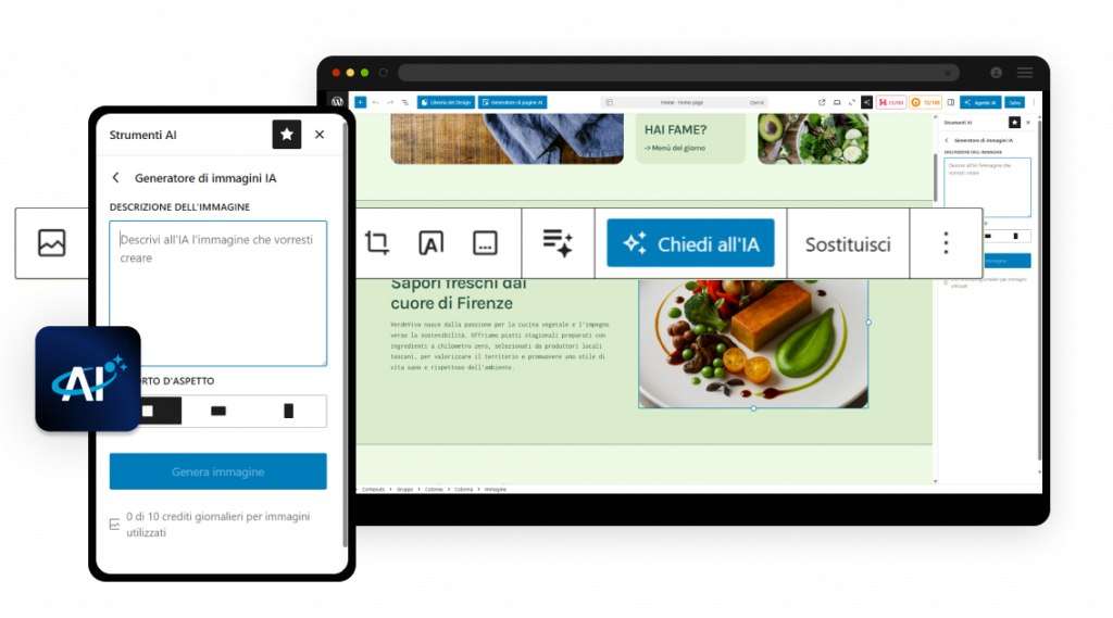 Generazione immagini sito Web con Register.it AI Assistant