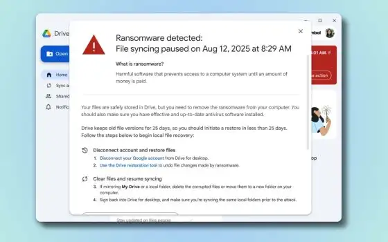 Google Drive scansiona i file caricati per rilevare ransomware