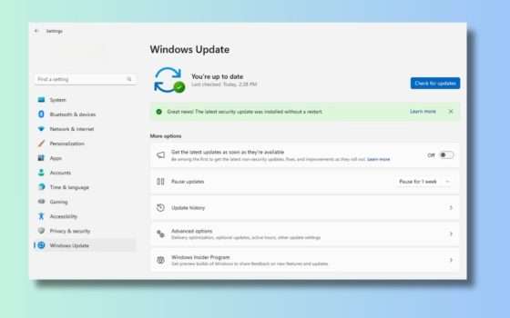 Windows, le patch di sicurezza si installano senza riavvio