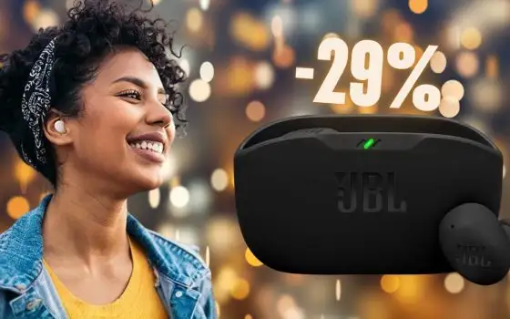 JBL Wave Buds 2 con ANC, 40 ore di audio e IP54 in offerta al 29%