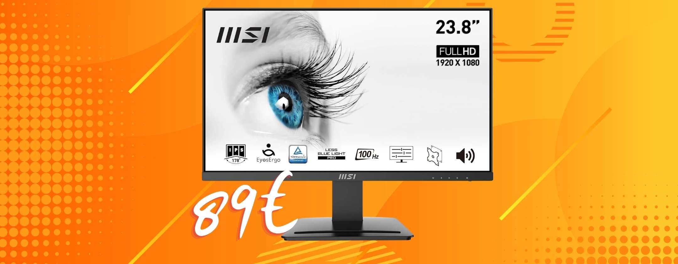 MSI PRO da 24″ con filtro per la luce blu oggi tuo a soli 89€ su Amazon