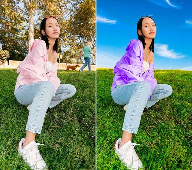 Un editing eseguito con l'assistente AI di Photoshop