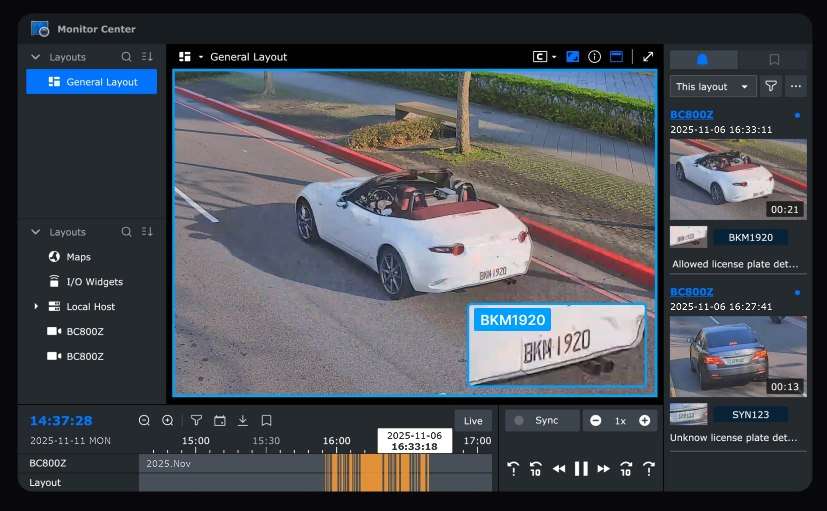 Riconoscimento targhe Synology Camera BC800Z