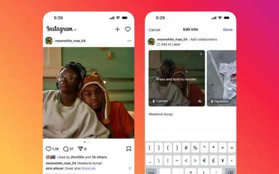 Instagram permette di riordinare i caroselli dopo la pubblicazione