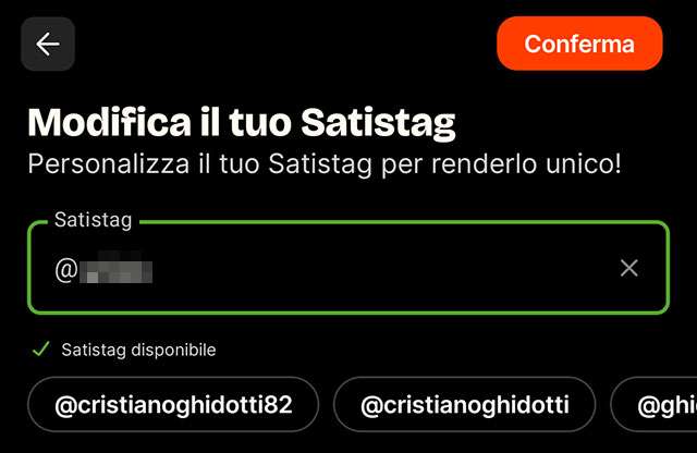 La modifica del Satistag su Satispay