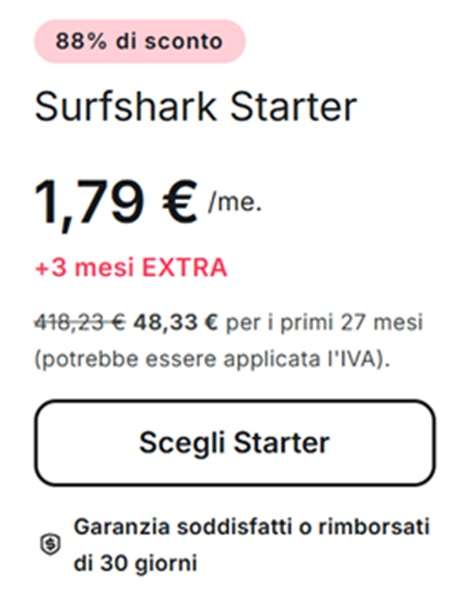 surfshark starter 1,79 euro