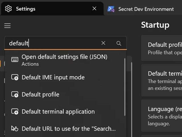 Un campo di ricerca per le impostazioni di Windows Terminal