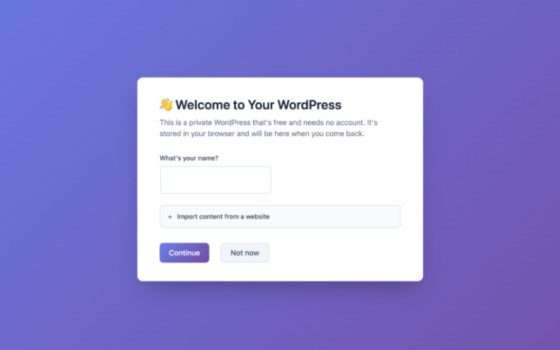 WordPress ora funziona nel browser senza hosting né dominio