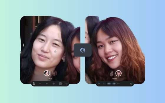 Google Foto strumenti di ritocco viso: denti bianchi e pelle liscia