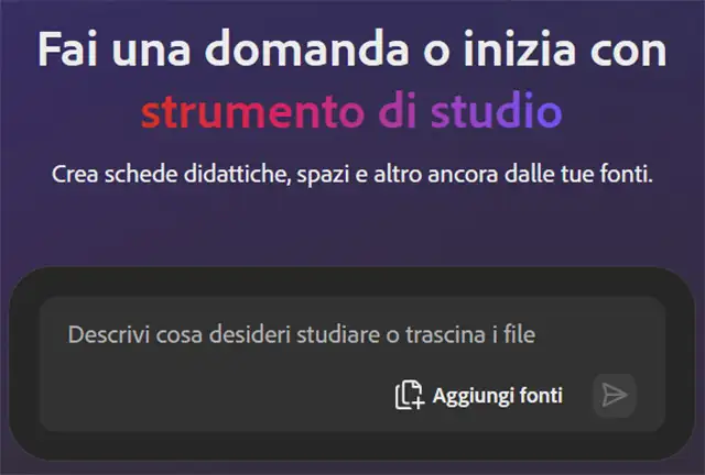 L'interfaccia di Adobe Acrobat Student Spaces