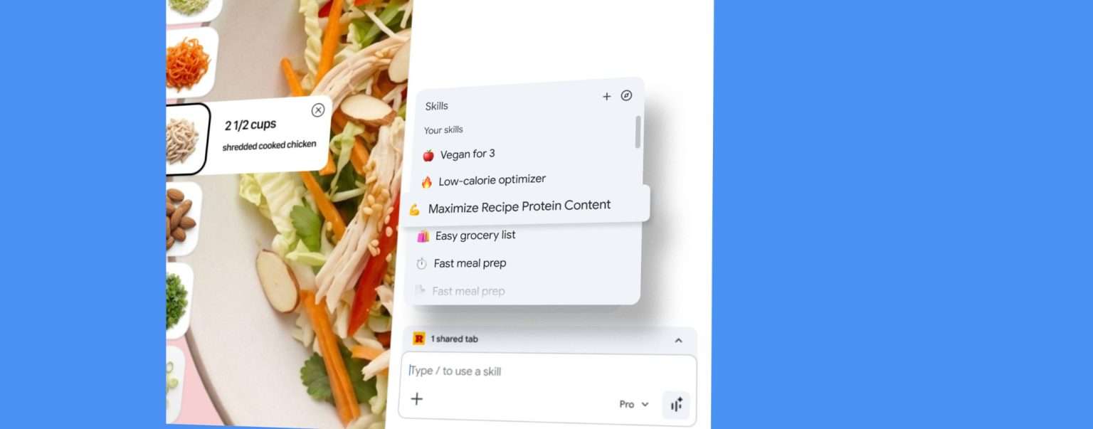 Anteprima: Chrome lancia le Skill: prompt AI salvabili e riutilizzabili