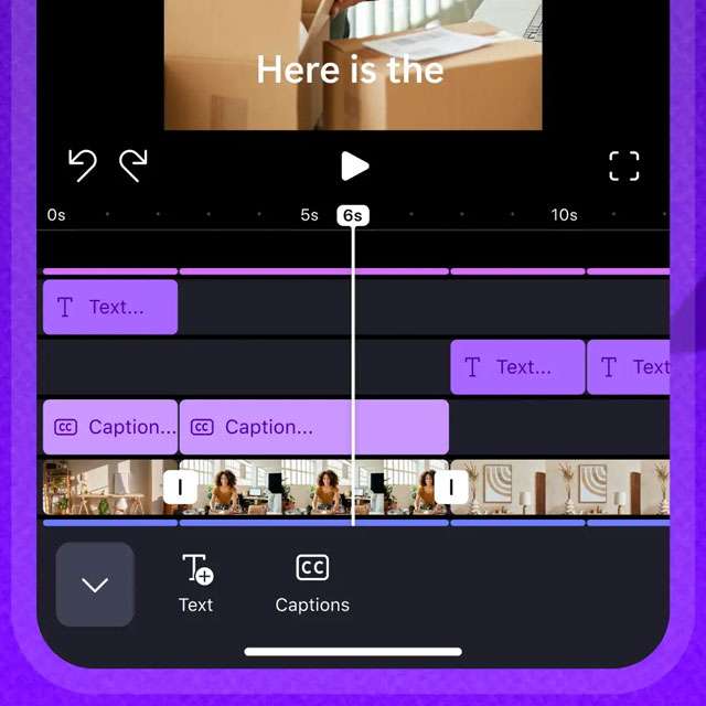La versione mobile di Clipchamp su iOS