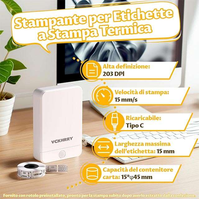 Le caratteristiche dell'etichettatrice Bluetooth