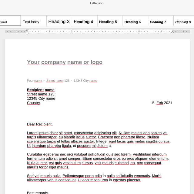 Uno screenshot per l'editor di testo incluso in Euro-Office