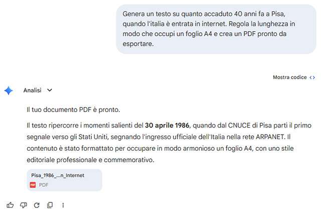 Test per la creazione di file da parte di Gemini