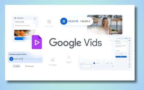 Google Vids: avatar AI personalizzati e pubblicazione su YouTube