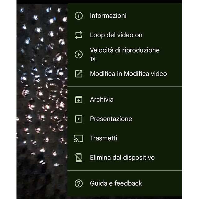 La velocità di riproduzione per i video in Google Foto