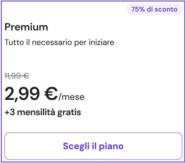 La promozione attiva per il piano Premium di Hostinger