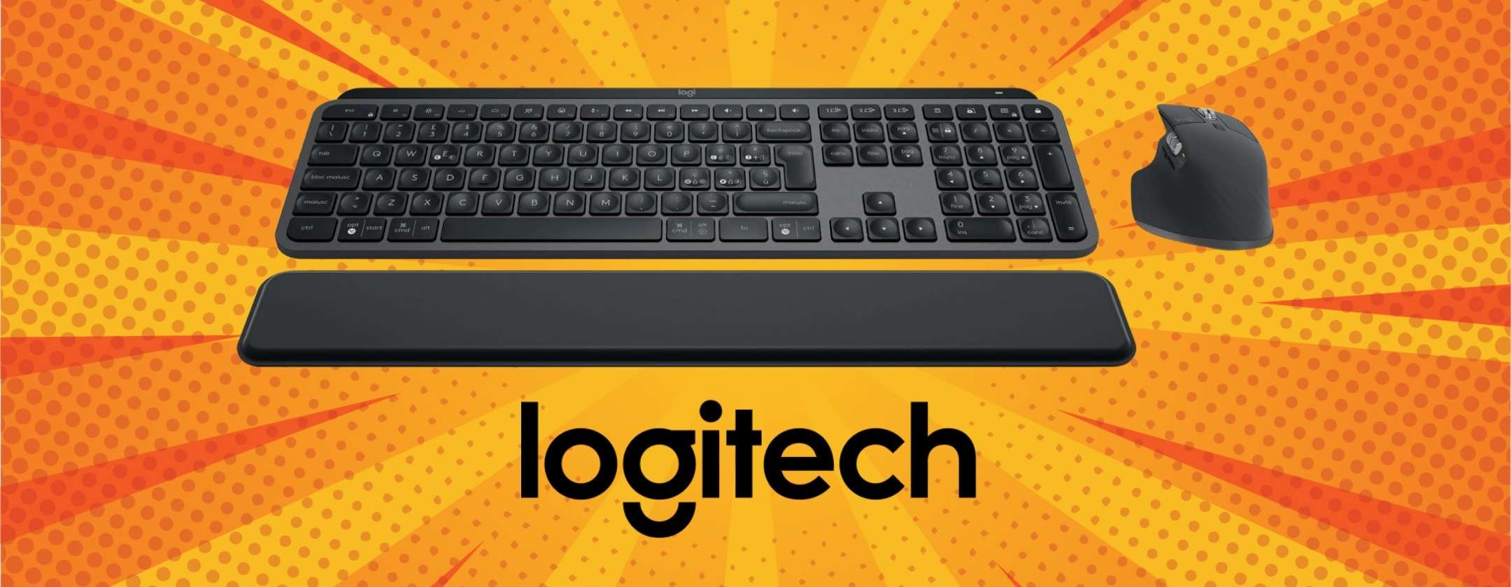Logitech MX Keys S Combo: tastiera e mouse wireless + poggiapolsi a un prezzone