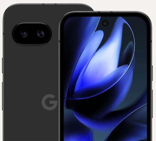 Il design dello smartphone Pixel 9a di Google nella colorazione Nero ossidiana