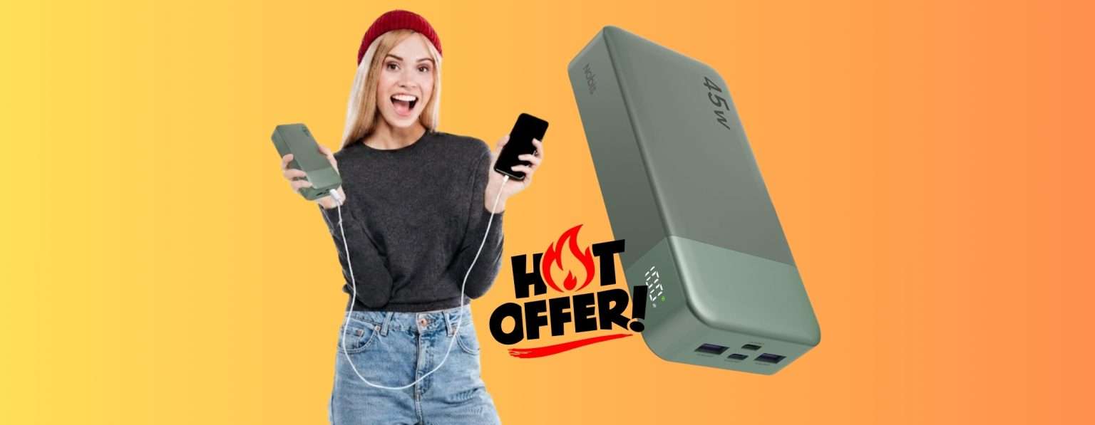 Anteprima: Power Bank da 20000mAh con 45W di potenza: esci di casa senza pensieri