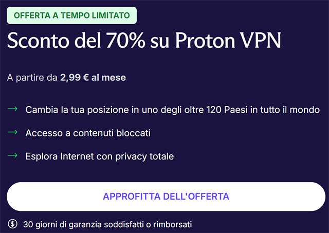 La promozione sull'abbonamento biennale di ProtonVPN