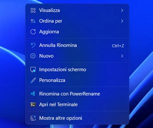 Il menu contestuale di Windows 11