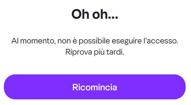 Il nuovo messaggio di errore mostrato da Yahoo Mail durante il login