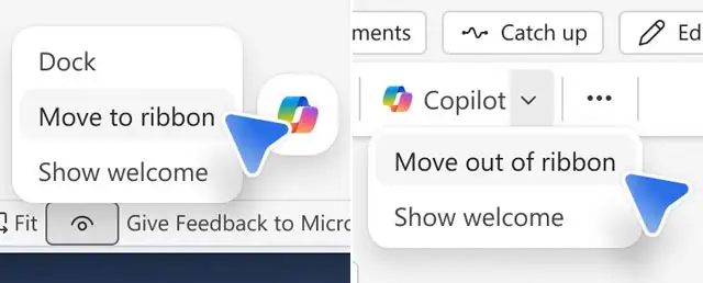 Il tasto fluttuante di Copilot nelle app di Office può essere spostato sul Ribbon