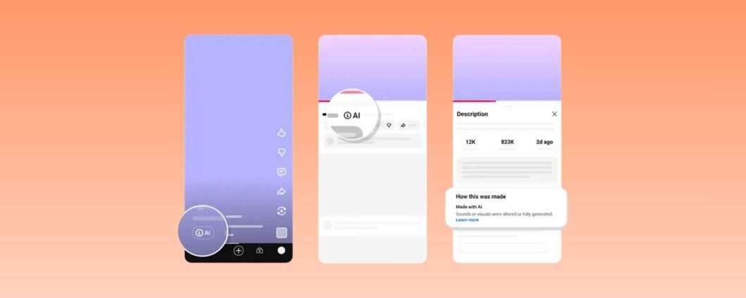 YouTube mette le etichette AI sotto i video e negli Short