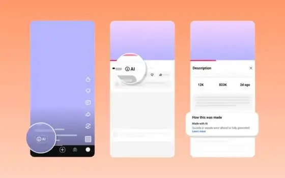 YouTube mette le etichette AI sotto i video e negli Short