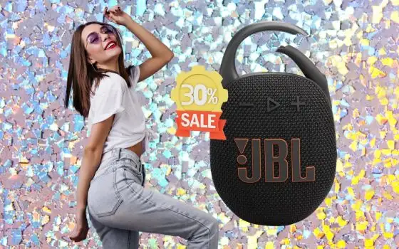 JBL Clip 5: speaker Bluetooth portatile impermeabile con 12h di audio (-30%)