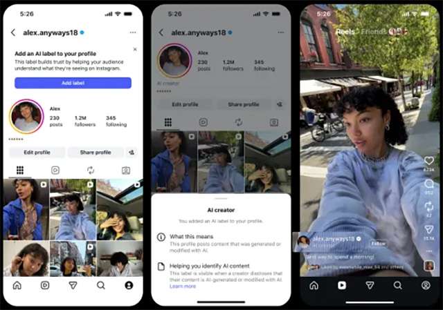 L'etichetta AI Creator su Instagram