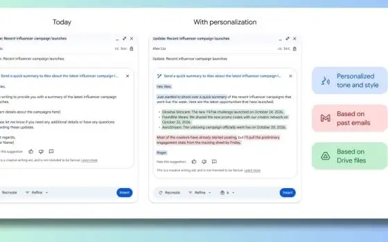 Aiutami a scrivere di Gmail impara il tono e lo stile dell'utente