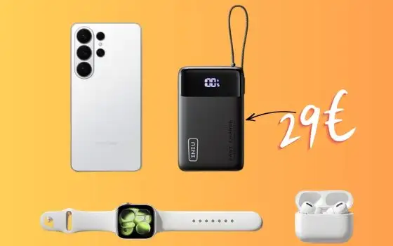 Mini Power Bank da 45W con cavo incorporato e capacità da 20000mAh (29€)