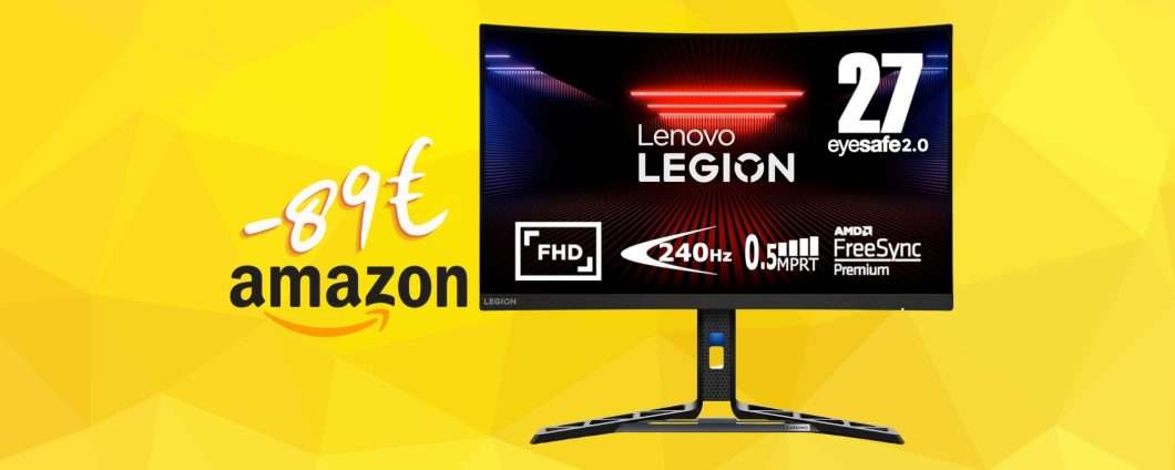 Monitor da gaming Lenovo Legion 27" FHD con risposta di 0,5ms (-89€)