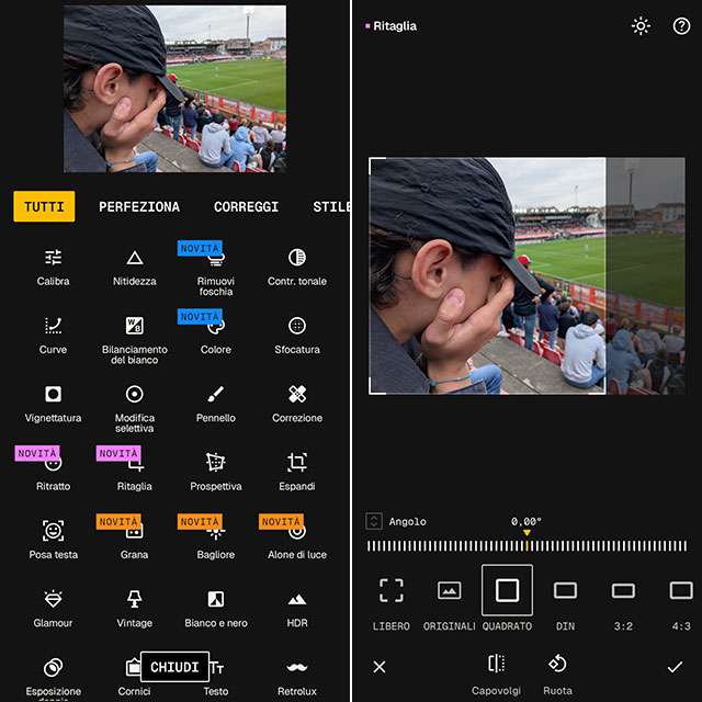 La nuova interfaccia di Snapseed 4.0 su Android